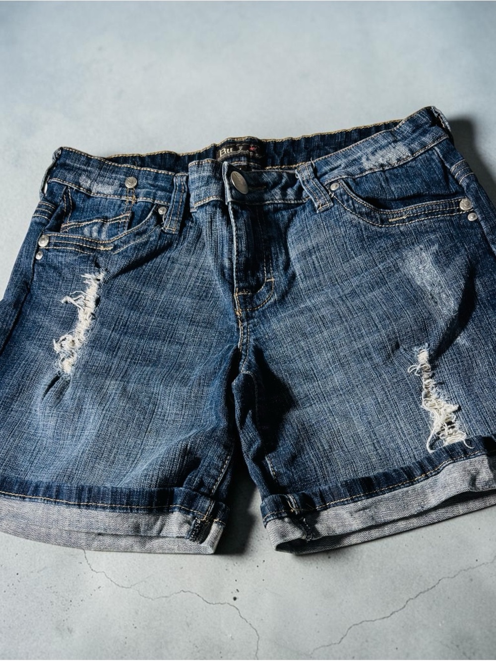 Bu from Malibu Distressed Denim Shorts - Denim Blue